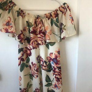 Emerald Sundae Floral Off the Shoulder Dress
